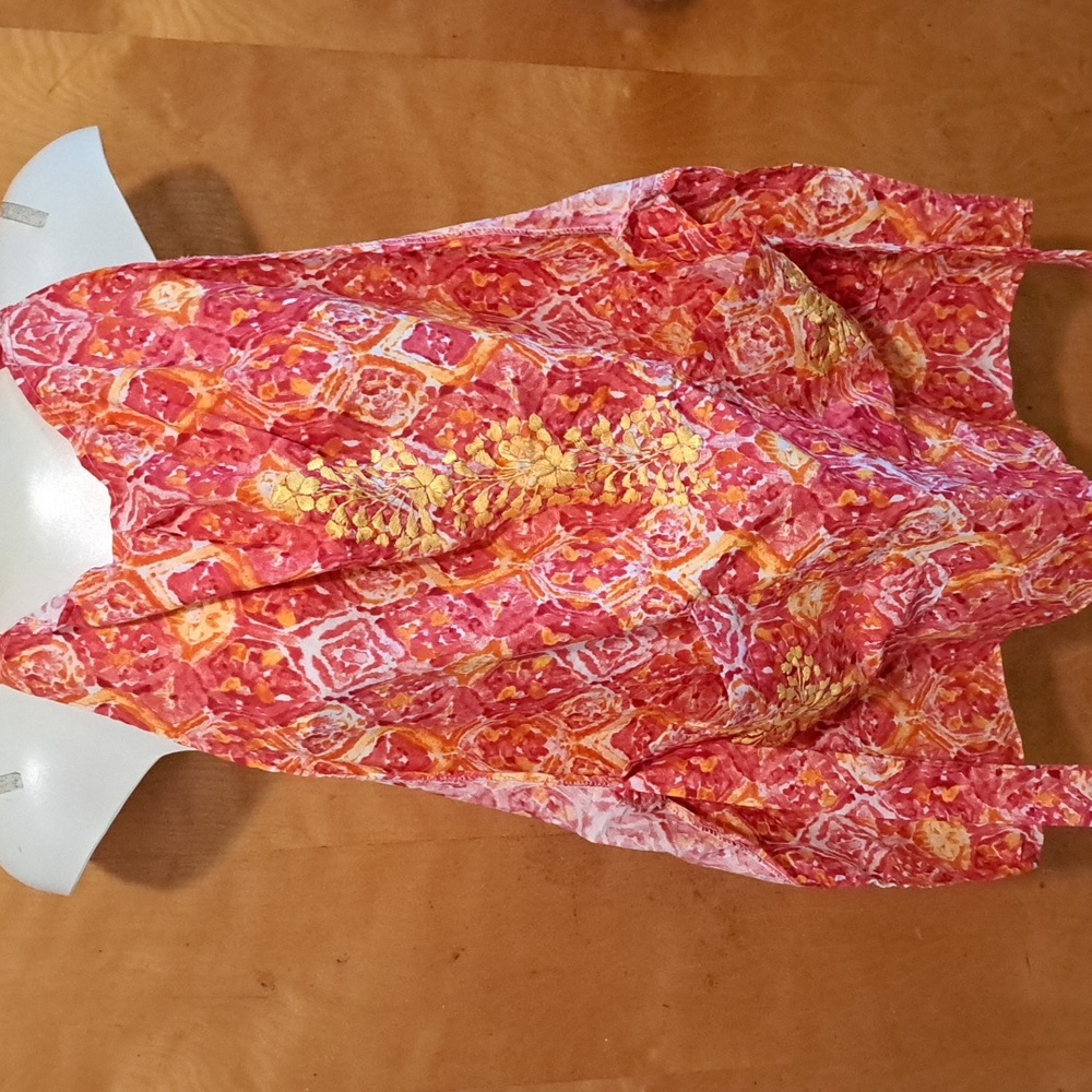 Hand Crafted Pink and Orange Apron